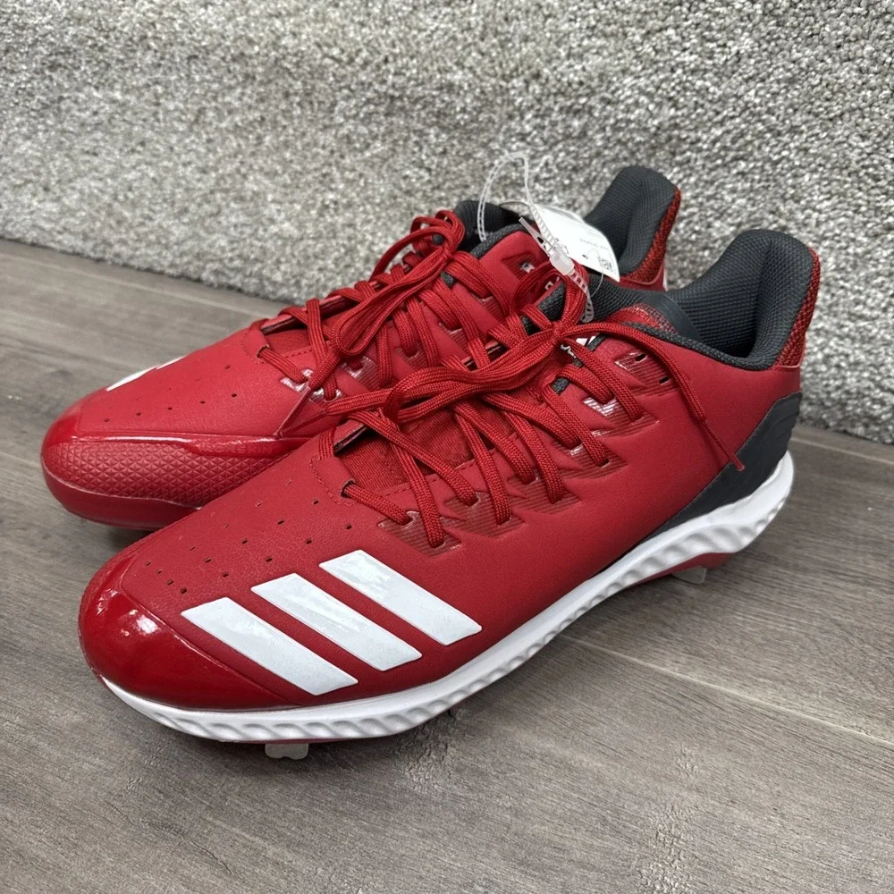 Adidas Icon‎ Bounce Men's Size 13 Baseball Cleats Metal Red White NEW